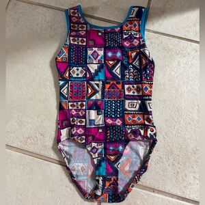 Plum Geometric Patterned Leotard